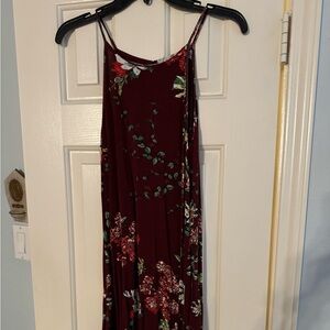 Feiersi Maroon Floral Swing Tank Dress Small